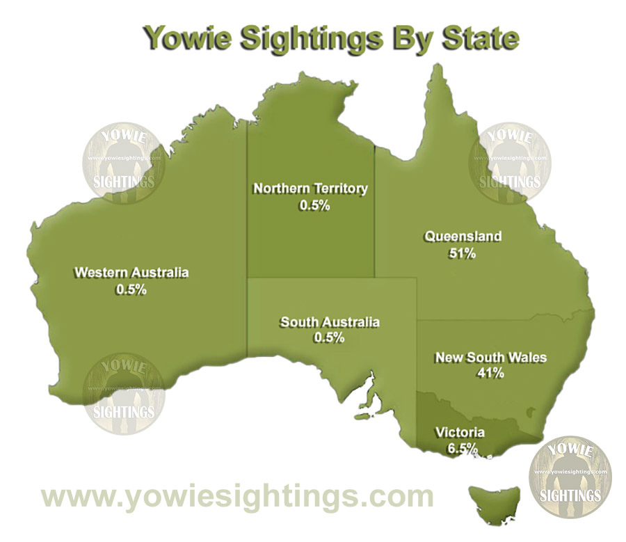 Yowie sightings by percentage